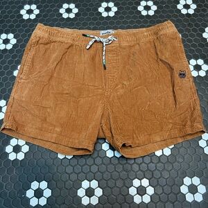 PARTY PANTS | Brown Corduroy 4 inch Pull-on Drawstring Shorts | XXL men’s